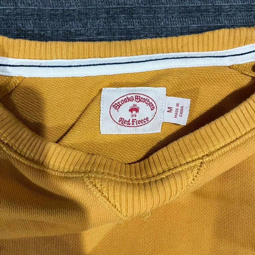 Brooks Brothers Crewneck Sweater Sweatshirt Yellow Mustard Medium Cotton